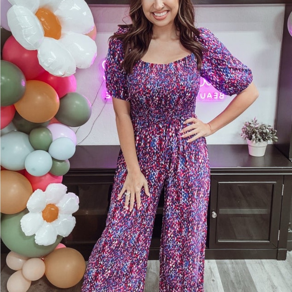 Women's Purple Patterned Jumpsuit